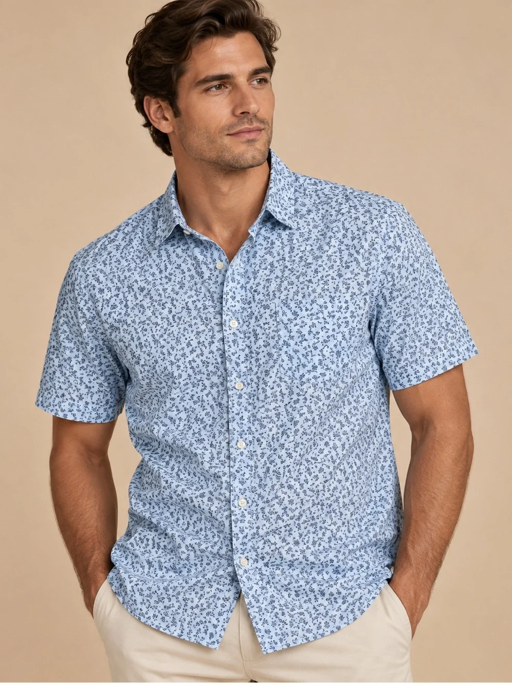 Untuckit Blue Floral Short Sleeve Button Down Shirt XL